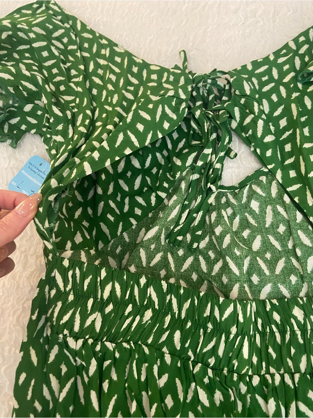 NWT BOUTIQUE MILLIBON GREEN PRINTED MAXI DRESS SIZE LARGE - Picture 10 of 10